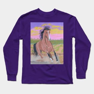 A brown horse at sunset Long Sleeve T-Shirt